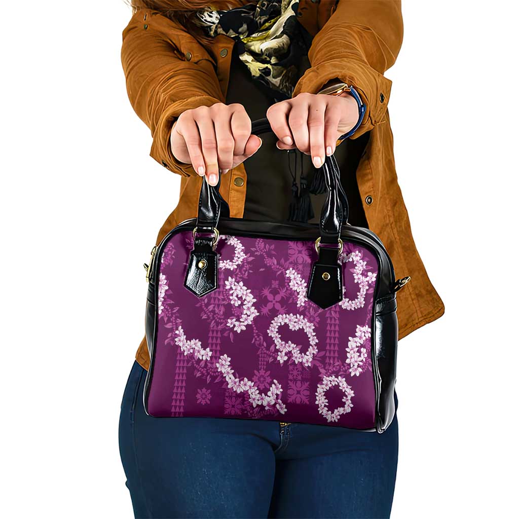 Mokihana Maile and Ilima Leis Shoulder Handbag Akala Hawaiian Tapa Quilt Pattern - Polynesian Pride