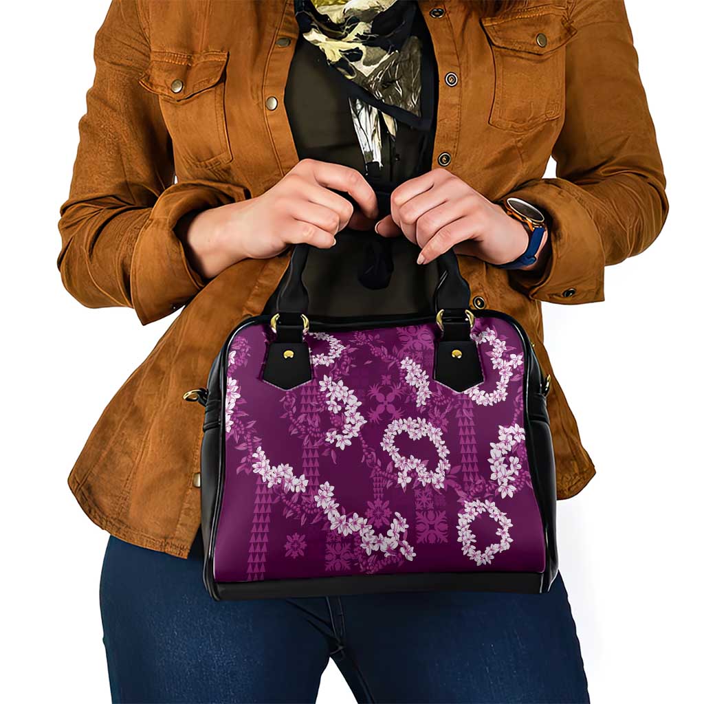 Mokihana Maile and Ilima Leis Shoulder Handbag Akala Hawaiian Tapa Quilt Pattern - Polynesian Pride