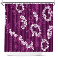 Mokihana Maile and Ilima Leis Shower Curtain Akala Hawaiian Tapa Quilt Pattern - Polynesian Pride