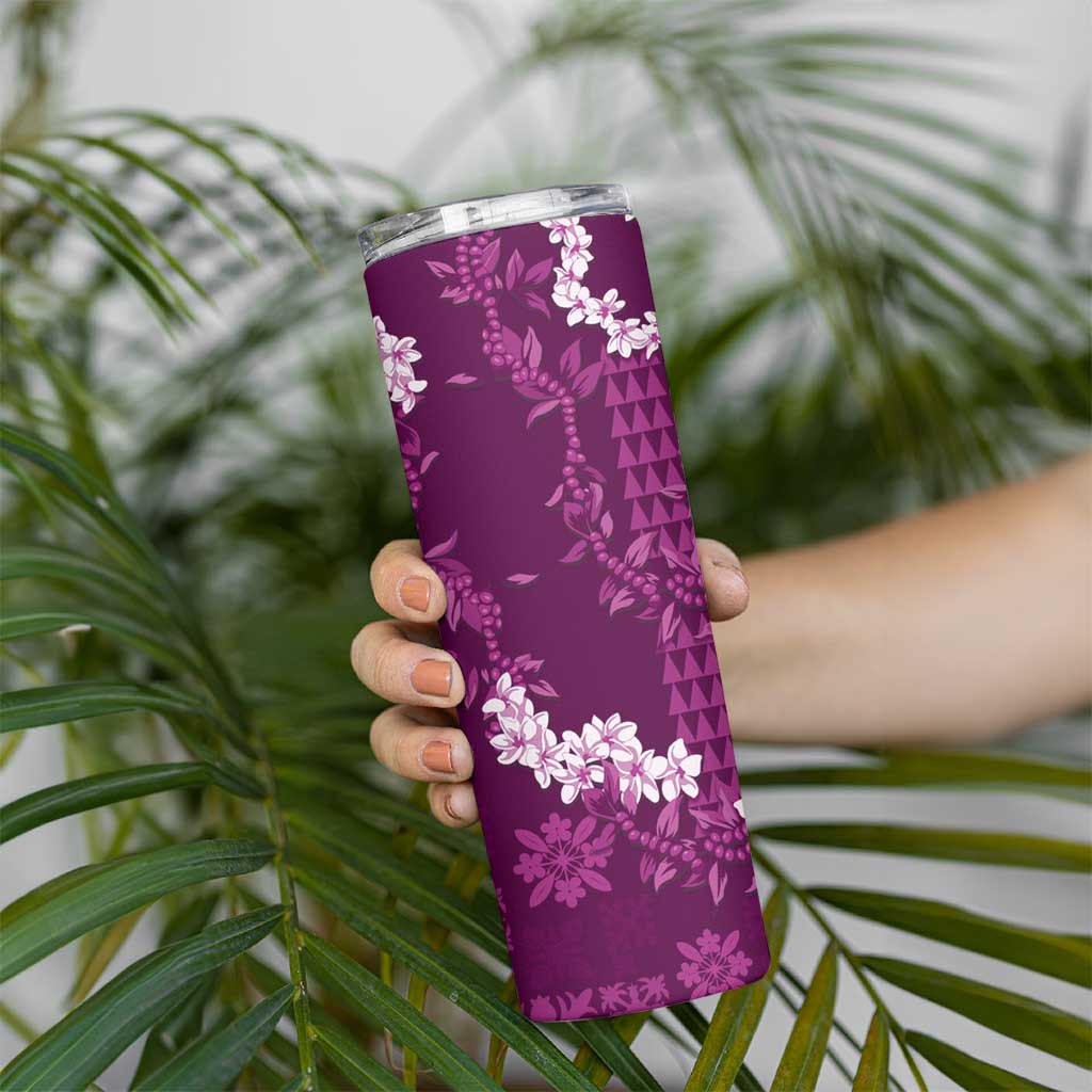 Mokihana Maile and Ilima Leis Skinny Tumbler Akala Hawaiian Tapa Quilt Pattern LT9 - Polynesian Pride