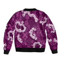 Mokihana Maile and Ilima Leis Sleeve Zip Bomber Jacket Akala Hawaiian Tapa Quilt Pattern LT9 - Polynesian Pride