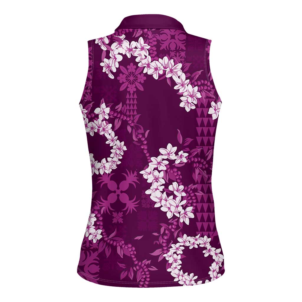 Mokihana Maile and Ilima Leis Women Sleeveless Polo Shirt Akala Hawaiian Tapa Quilt Pattern LT9 - Polynesian Pride