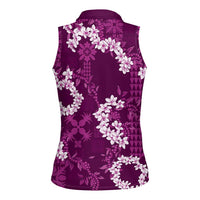 Mokihana Maile and Ilima Leis Women Sleeveless Polo Shirt Akala Hawaiian Tapa Quilt Pattern LT9 - Polynesian Pride