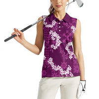 Mokihana Maile and Ilima Leis Women Sleeveless Polo Shirt Akala Hawaiian Tapa Quilt Pattern LT9 - Polynesian Pride