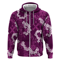 Mokihana Maile and Ilima Leis Zip Hoodie Akala Hawaiian Tapa Quilt Pattern - Polynesian Pride
