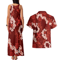 Mokihana Maile and Ilima Leis Couples Matching Tank Maxi Dress and Hawaiian Shirt Ulaʻula Hawaiian Tapa Quilt Pattern LT9 - Polynesian Pride