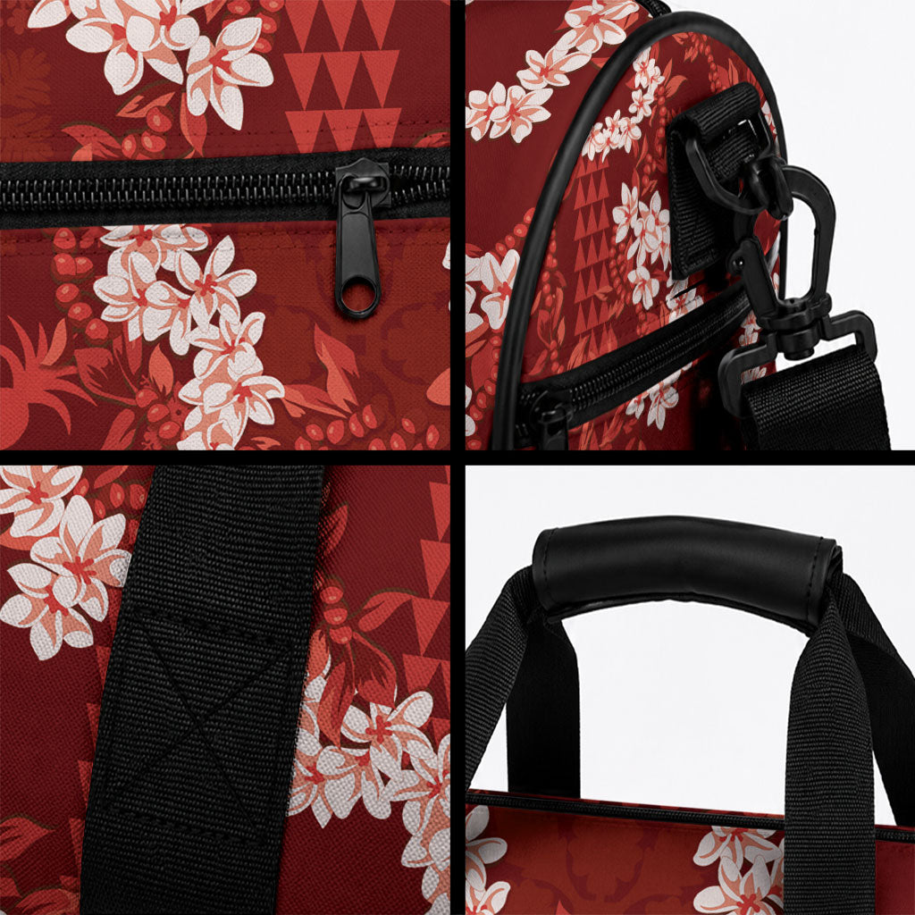 Mokihana Maile and Ilima Leis Duffle Bag Ulaʻula Hawaiian Tapa Quilt Pattern LT9 - Polynesian Pride