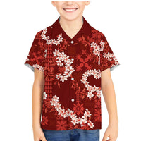 Mokihana Maile and Ilima Leis Family Matching Mermaid Dress and Hawaiian Shirt Ulaʻula Hawaiian Tapa Quilt Pattern LT9 Son's Shirt Red - Polynesian Pride