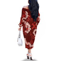 Mokihana Maile and Ilima Leis Family Matching Off The Shoulder Long Sleeve Dress and Hawaiian Shirt Ulaʻula Hawaiian Tapa Quilt Pattern LT9 - Polynesian Pride