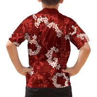 Mokihana Maile and Ilima Leis Family Matching Off Shoulder Short Dress and Hawaiian Shirt Ulaʻula Hawaiian Tapa Quilt Pattern LT9 - Polynesian Pride