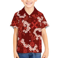 Mokihana Maile and Ilima Leis Family Matching Off Shoulder Short Dress and Hawaiian Shirt Ulaʻula Hawaiian Tapa Quilt Pattern LT9 Son's Shirt Red - Polynesian Pride