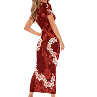 Mokihana Maile and Ilima Leis Family Matching Short Sleeve Bodycon Dress and Hawaiian Shirt Ulaʻula Hawaiian Tapa Quilt Pattern LT9 - Polynesian Pride