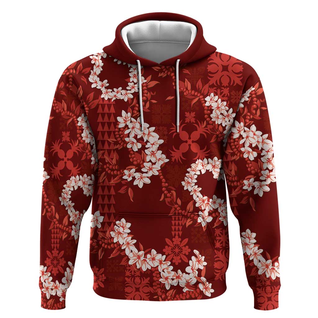 Mokihana Maile and Ilima Leis Hoodie Ulaʻula Hawaiian Tapa Quilt Pattern - Polynesian Pride