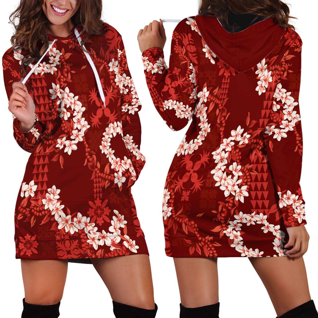 Mokihana Maile and Ilima Leis Hoodie Dress Ulaʻula Hawaiian Tapa Quilt Pattern LT9 - Polynesian Pride