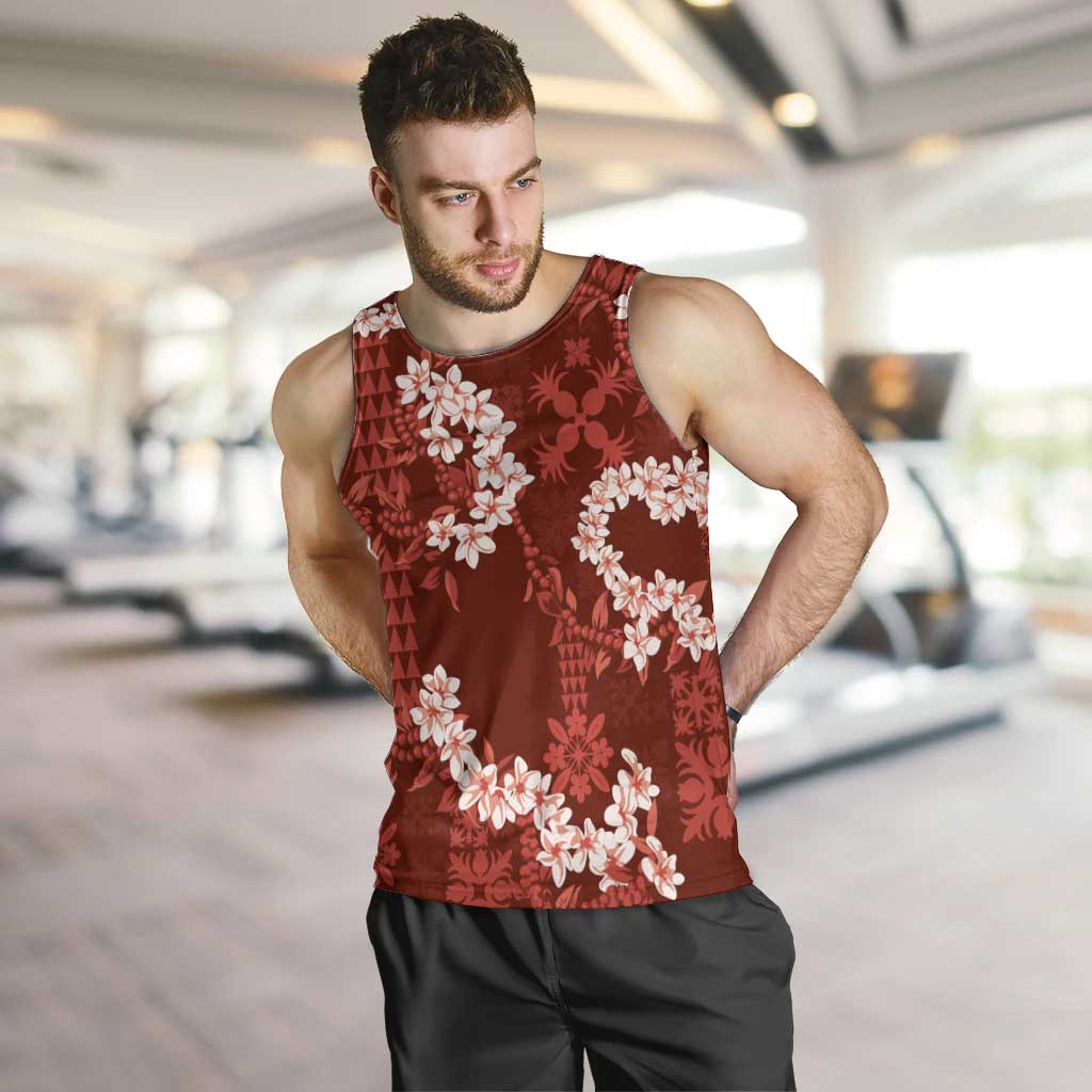 Mokihana Maile and Ilima Leis Men Tank Top Ulaʻula Hawaiian Tapa Quilt Pattern - Polynesian Pride