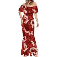 Mokihana Maile and Ilima Leis Mermaid Dress Ulaʻula Hawaiian Tapa Quilt Pattern - Polynesian Pride