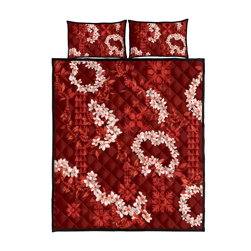 Mokihana Maile and Ilima Leis Quilt Bed Set Ulaʻula Hawaiian Tapa Quilt Pattern LT9 - Polynesian Pride