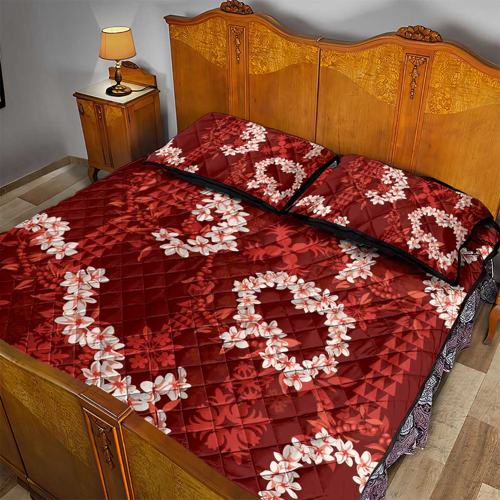Mokihana Maile and Ilima Leis Quilt Bed Set Ulaʻula Hawaiian Tapa Quilt Pattern LT9 - Polynesian Pride