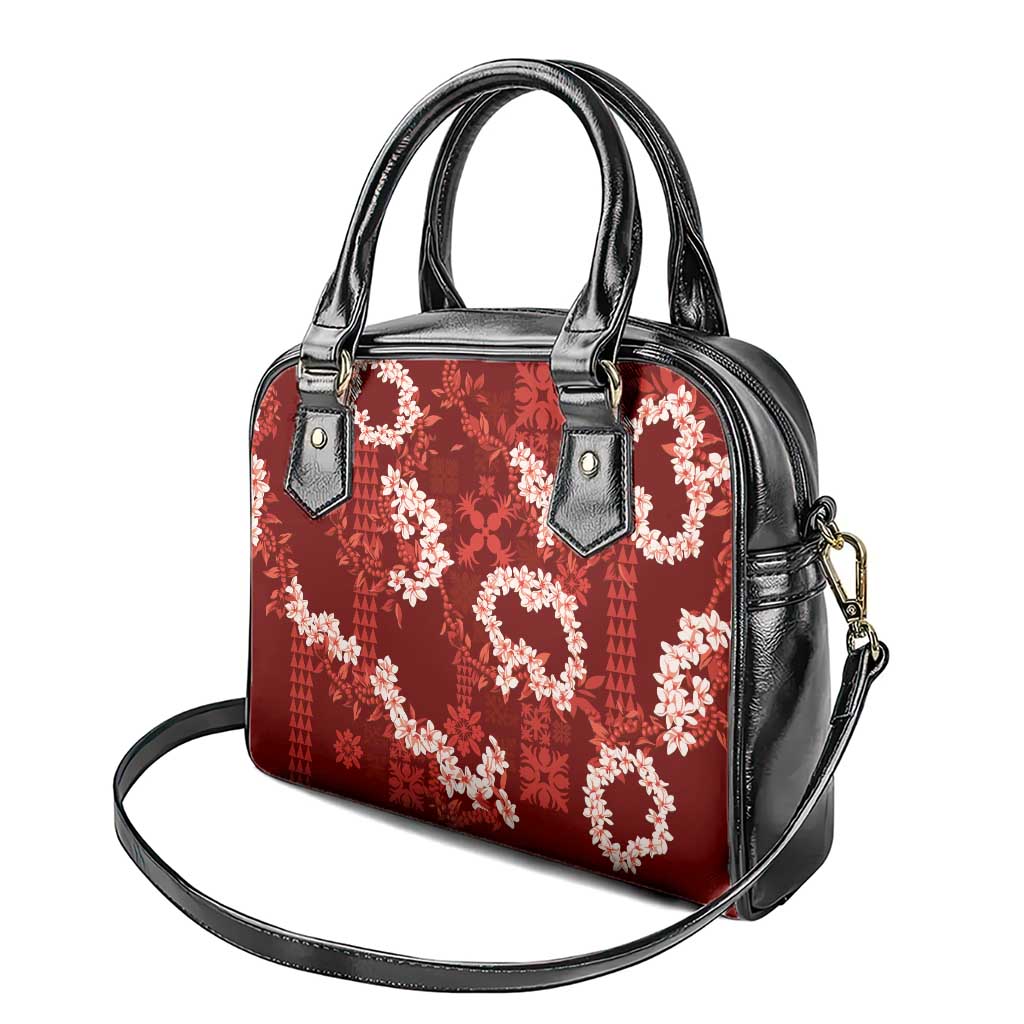 Mokihana Maile and Ilima Leis Shoulder Handbag Ulaʻula Hawaiian Tapa Quilt Pattern - Polynesian Pride