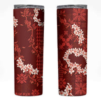 Mokihana Maile and Ilima Leis Skinny Tumbler Ulaʻula Hawaiian Tapa Quilt Pattern LT9 Red - Polynesian Pride