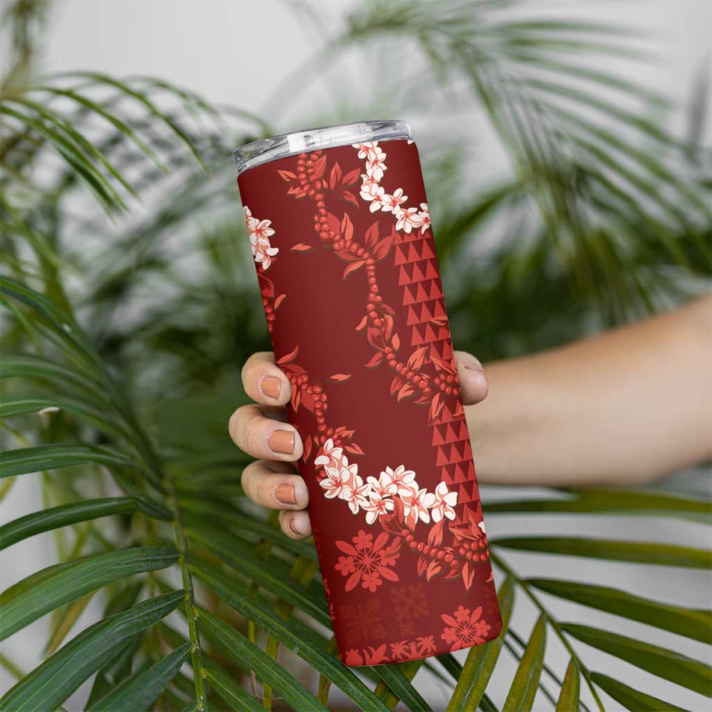 Mokihana Maile and Ilima Leis Skinny Tumbler Ulaʻula Hawaiian Tapa Quilt Pattern LT9 - Polynesian Pride