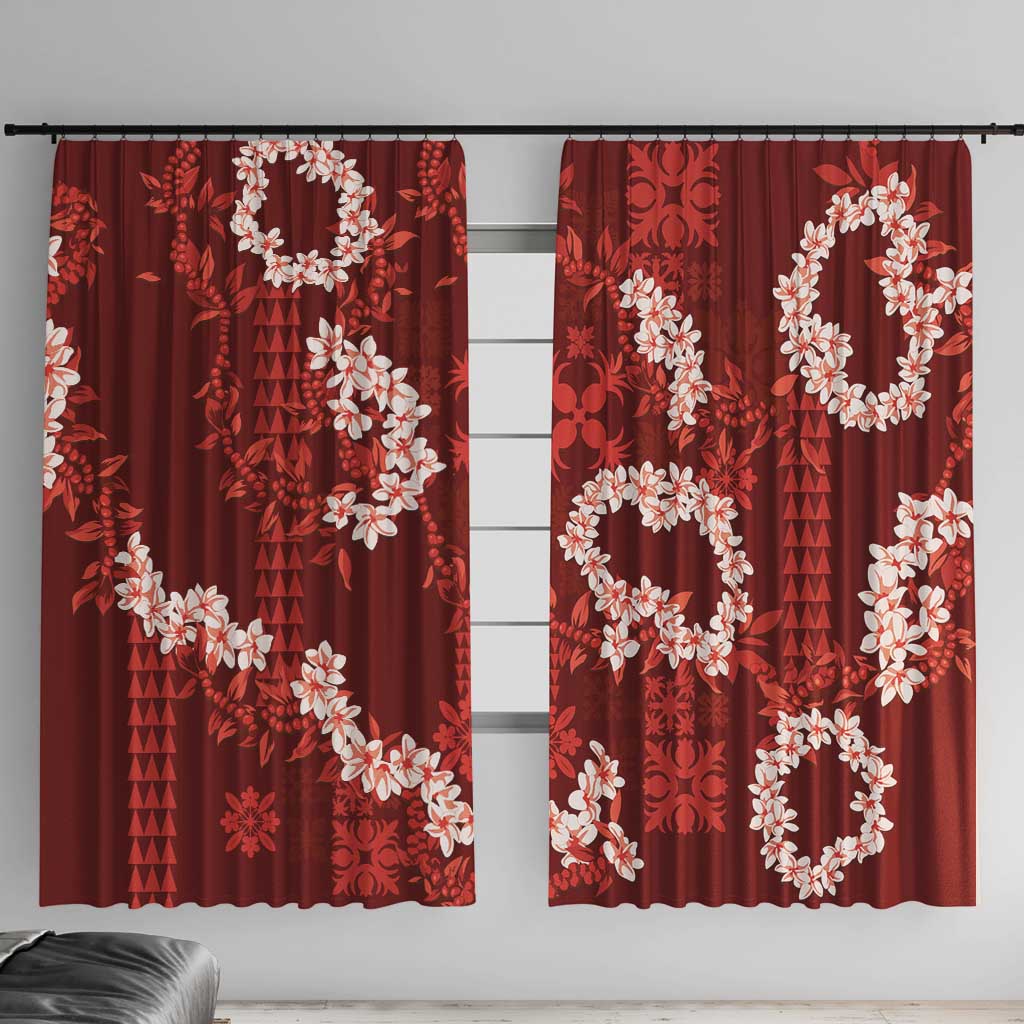 Mokihana Maile and Ilima Leis Window Curtain Ulaʻula Hawaiian Tapa Quilt Pattern - Polynesian Pride