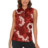 Mokihana Maile and Ilima Leis Women Sleeveless Polo Shirt Ulaʻula Hawaiian Tapa Quilt Pattern LT9 - Polynesian Pride