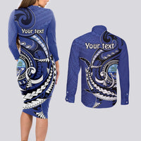 Personalized FSM 1986 Independence Day Couples Matching Long Sleeve Bodycon Dress and Long Sleeve Button Shirt Polynesian Shark Tattoo Style LT9 - Polynesian Pride