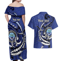 Personalized FSM 1986 Independence Day Couples Matching Off Shoulder Maxi Dress and Hawaiian Shirt Polynesian Shark Tattoo Style LT9 - Polynesian Pride