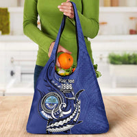 Personalized FSM 1986 Independence Day Grocery Bag Polynesian Shark Tattoo Style