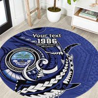 Personalized FSM 1986 Independence Day Round Carpet Polynesian Shark Tattoo Style LT9 Blue - Polynesian Pride