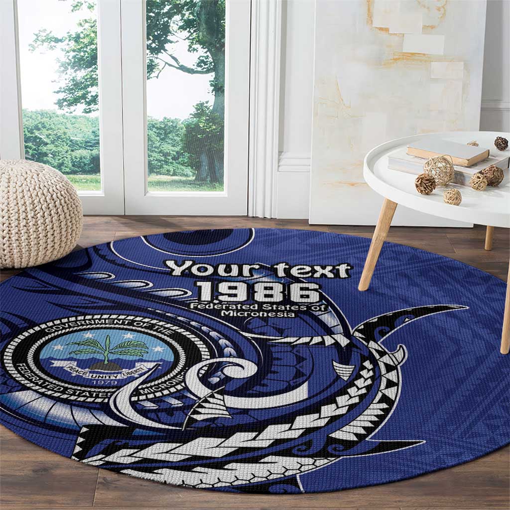 Personalized FSM 1986 Independence Day Round Carpet Polynesian Shark Tattoo Style LT9 - Polynesian Pride
