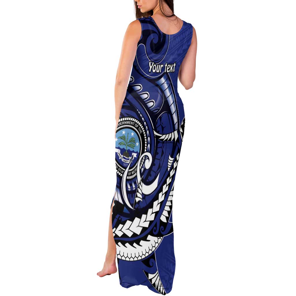Personalized FSM 1986 Independence Day Tank Maxi Dress Polynesian Shark Tattoo Style