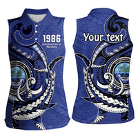 Personalized FSM 1986 Independence Day Women Sleeveless Polo Shirt Polynesian Shark Tattoo Style LT9 - Polynesian Pride