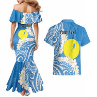 Personalized Palau 1994 Belau Rekid Couples Matching Mermaid Dress and Hawaiian Shirt Polynesian Plumeria Style LT9 - Polynesian Pride