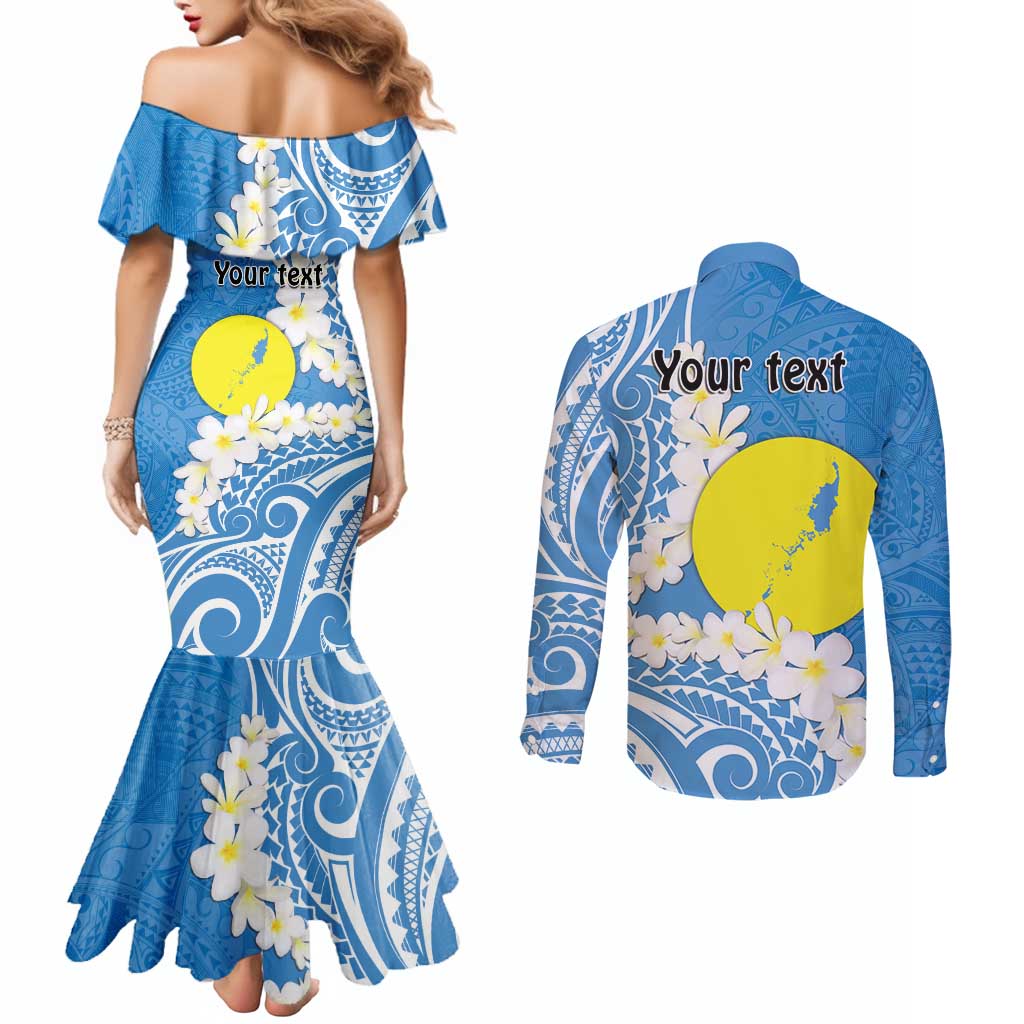 Personalized Palau 1994 Belau Rekid Couples Matching Mermaid Dress and Long Sleeve Button Shirt Polynesian Plumeria Style LT9 - Polynesian Pride