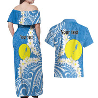 Personalized Palau 1994 Belau Rekid Couples Matching Off Shoulder Maxi Dress and Hawaiian Shirt Polynesian Plumeria Style LT9 - Polynesian Pride