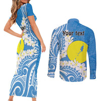 Personalized Palau 1994 Belau Rekid Couples Matching Short Sleeve Bodycon Dress and Long Sleeve Button Shirt Polynesian Plumeria Style LT9 - Polynesian Pride