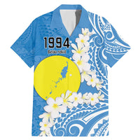 Personalized Palau 1994 Belau Rekid Family Matching Mermaid Dress and Hawaiian Shirt Polynesian Plumeria Style LT9 Dad's Shirt - Short Sleeve Blue - Polynesian Pride