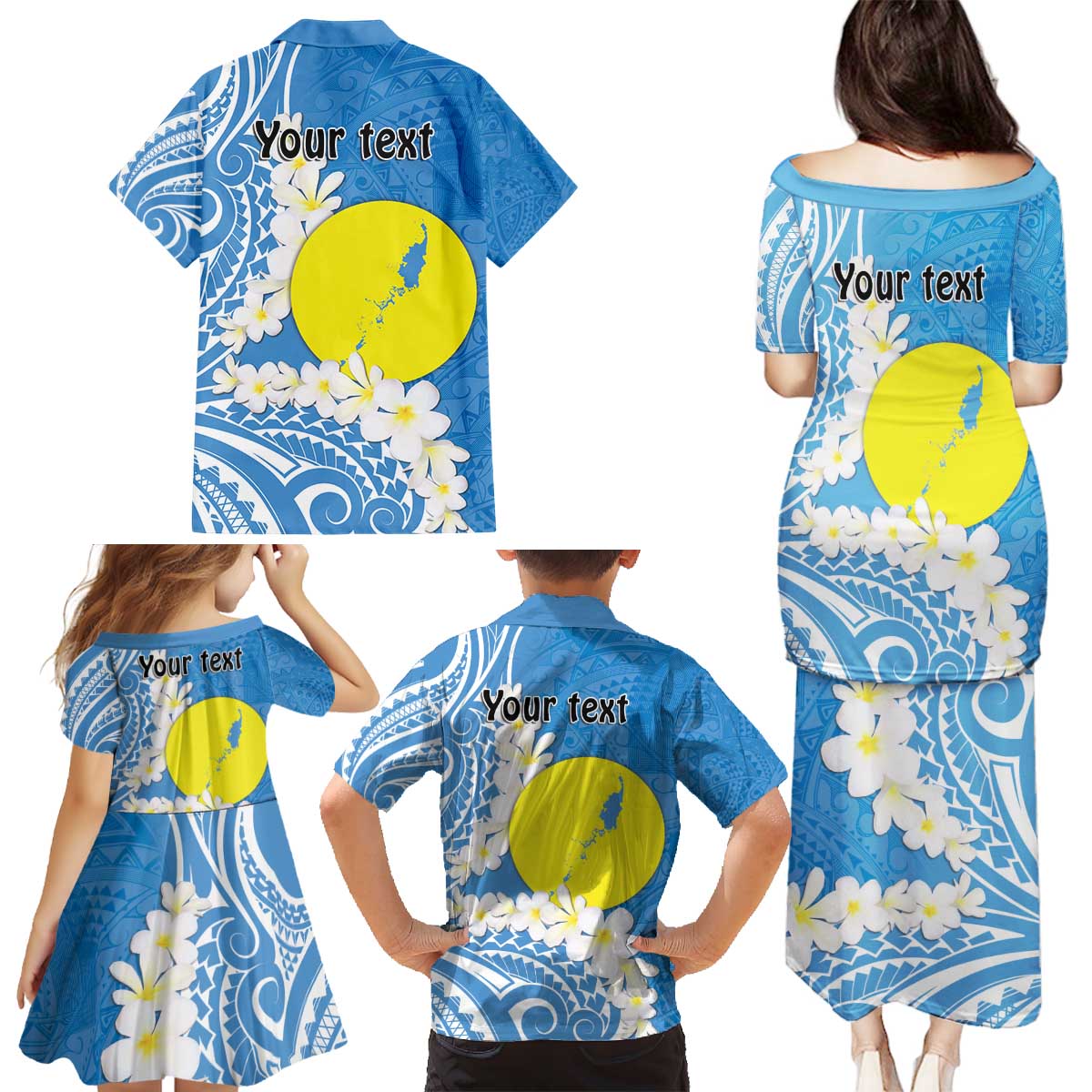 Personalized Palau 1994 Belau Rekid Family Matching Puletasi and Hawaiian Shirt Polynesian Plumeria Style LT9 - Polynesian Pride