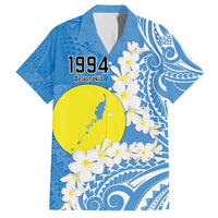 Personalized Palau 1994 Belau Rekid Family Matching Summer Maxi Dress and Hawaiian Shirt Polynesian Plumeria Style LT9 Dad's Shirt - Short Sleeve Blue - Polynesian Pride