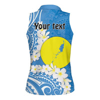 Personalized Palau 1994 Belau Rekid Women Sleeveless Polo Shirt Polynesian Plumeria Style LT9 - Polynesian Pride