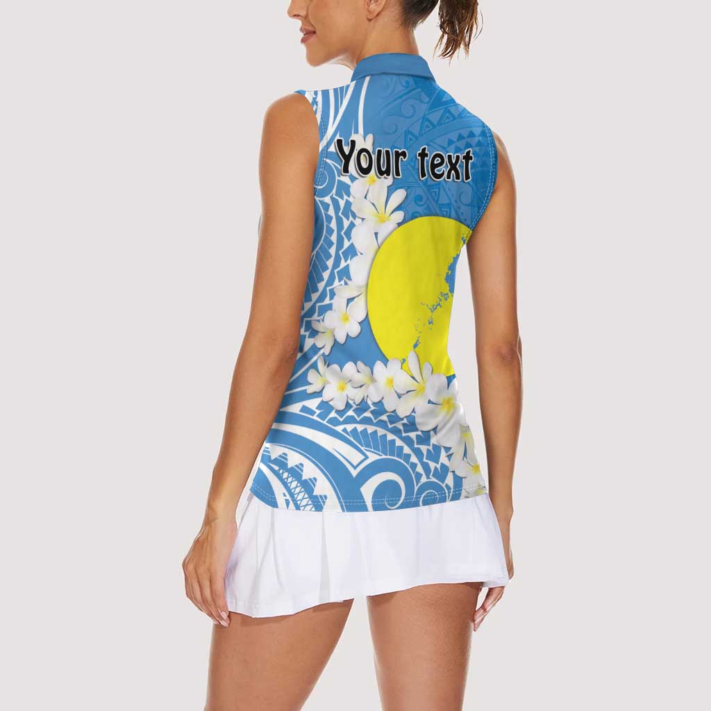 Personalized Palau 1994 Belau Rekid Women Sleeveless Polo Shirt Polynesian Plumeria Style LT9 - Polynesian Pride