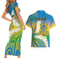 Personalised Tuvalu 1978 Independence Day Couples Matching Short Sleeve Bodycon Dress and Hawaiian Shirt Polynesian Plumeria Style LT9 - Polynesian Pride