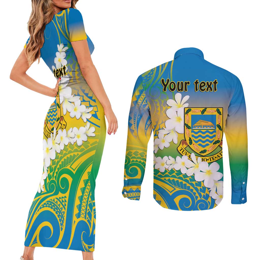 Personalised Tuvalu 1978 Independence Day Couples Matching Short Sleeve Bodycon Dress and Long Sleeve Button Shirt Polynesian Plumeria Style LT9 - Polynesian Pride