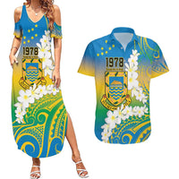 Personalised Tuvalu 1978 Independence Day Couples Matching Summer Maxi Dress and Hawaiian Shirt Polynesian Plumeria Style LT9 Gradient - Polynesian Pride
