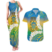 Personalised Tuvalu 1978 Independence Day Couples Matching Tank Maxi Dress and Hawaiian Shirt Polynesian Plumeria Style LT9 Gradient - Polynesian Pride