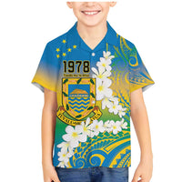 Personalised Tuvalu 1978 Independence Day Family Matching Mermaid Dress and Hawaiian Shirt Polynesian Plumeria Style LT9 Son's Shirt Gradient - Polynesian Pride
