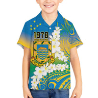 Personalised Tuvalu 1978 Independence Day Family Matching Off Shoulder Short Dress and Hawaiian Shirt Polynesian Plumeria Style LT9 Son's Shirt Gradient - Polynesian Pride
