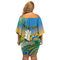 Personalised Tuvalu 1978 Independence Day Off Shoulder Short Dress Polynesian Plumeria Style LT9 - Polynesian Pride
